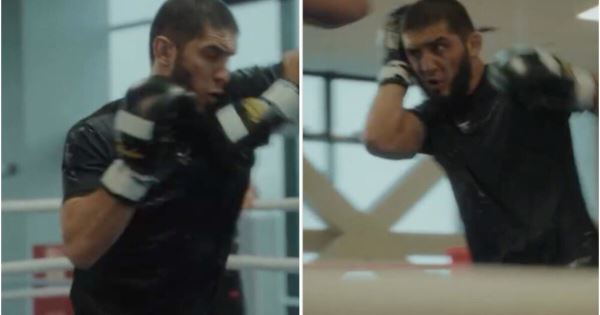 Ислам Махачев провел тренировку по боксу
